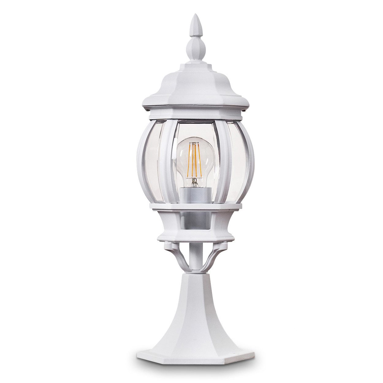 hofstein Pollerleuchte »Meyen« Außenleuchte, Aluguss in Weiß mit Kunststoff-Scheiben, ohne Leuchtmittel, Wegeleuchte 50cm, Retro/Vintage Gartenlampe, E27, IP44 in antikem Look