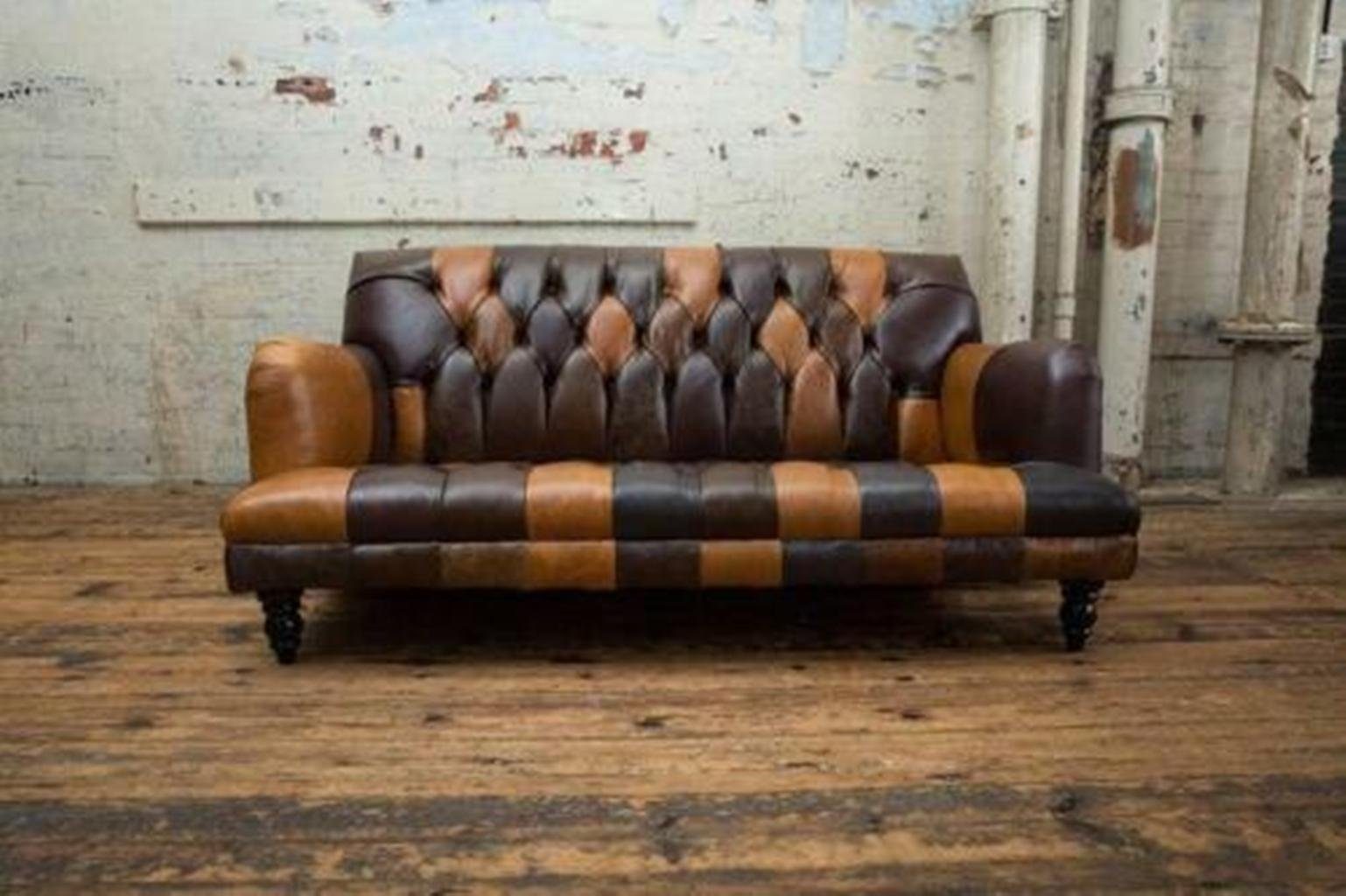 JVmoebel Chesterfield-Sofa, Ledersofa Sofa Couch Garnitur 3 Sitzer Sofas Couchen Chesterfield