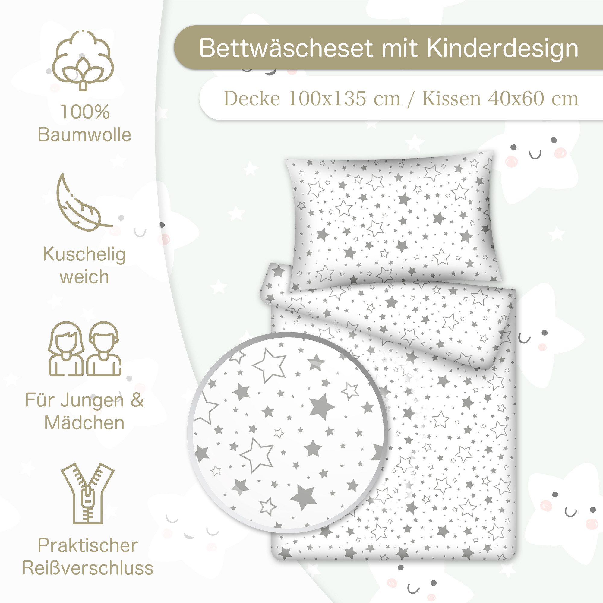 KiGATEX Kinderbettwäsche KiGATEX Set 2-teilig, 100x135 + 40x60 cm, für Mädc günstig online kaufen