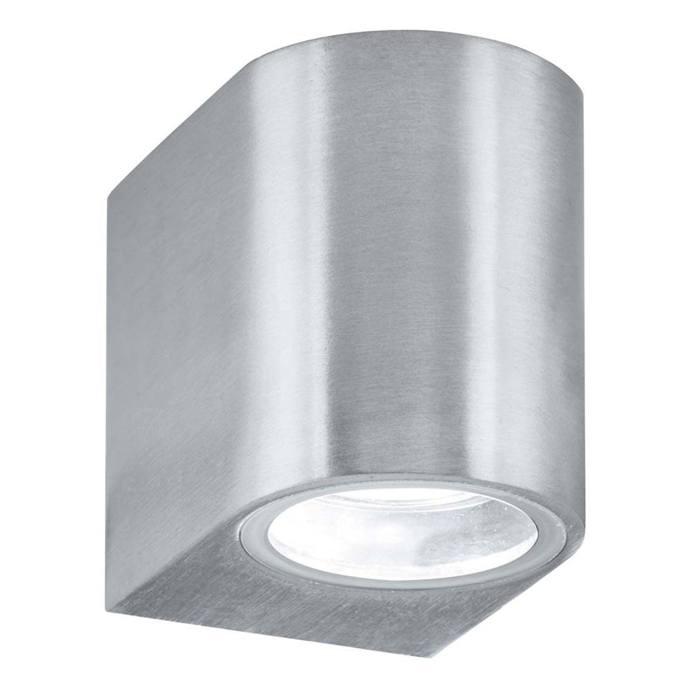 etc-shop Außen-Wandleuchte, Leuchtmittel inklusive, Warmweiß, LED Außen Leuchte Wand Spot Lampe Satin Silber Aluminium Glas Veranda