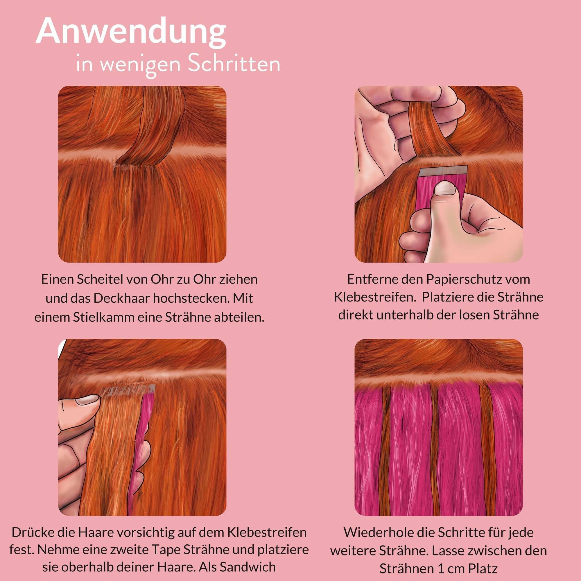 hair2heart Echthaar-Extension Premium Mini Tape Extensions #5/0 Hellbraun 40cm