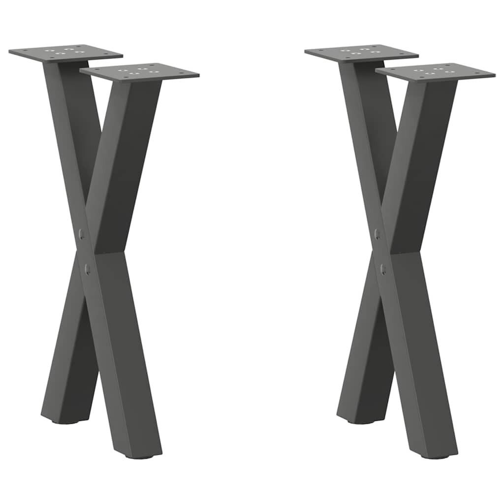 Tischgestell Couchtischbeine X-Form 2 Stk Anthrazit 38x42-43 cm Stahl