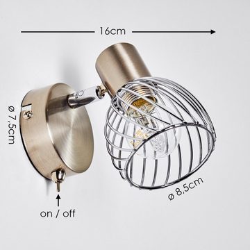 hofstein Wandleuchte »Seveso« Wandlampe aus Metall in Nickel-matt/Chrom, ohne Leuchtmittel, verstellbarer Strahler, E14, Gitter-Optik, An-/Ausschalter