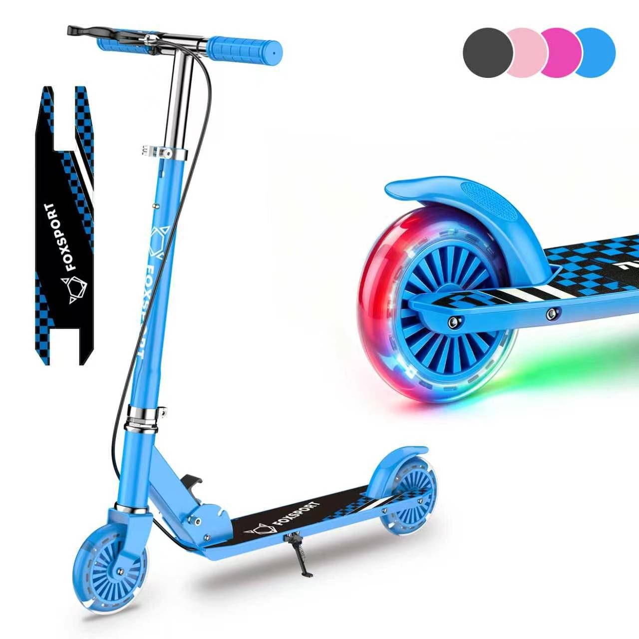 FOXSPORT Cityroller Kick Scooter Faltbarer Kinderoller, 1 km/h, (Set, mit Schutzblechen), klappbar&höhenverstellbar Scooter 4.7 Zoll Räder Maximale 50 kg