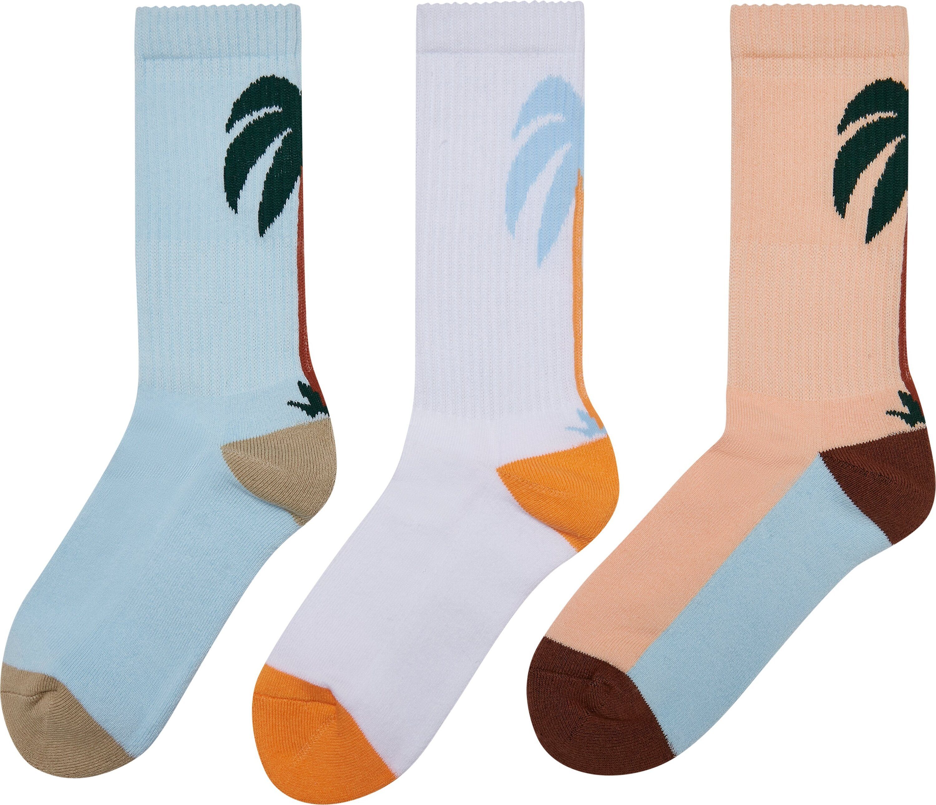MisterTee Freizeitsocken Accessoires Fancy Palmtree Socks 3-Pack (1-Paar)