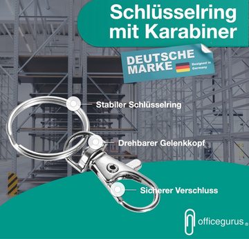 officegurus® Schlüsselanhänger Set 66x Karabiner Schlüsselanhänger - Schlüsselring Set mit Drehgelenk (Packung, 66-tlg., 66x Schlüsselanhänger mit Karabiner), mit Drehgelenk