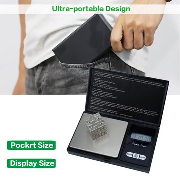Intirilife Küchenwaage, (1-tlg), Feinwaage Taschenwaage mit Tara Funktion und LCD-Display