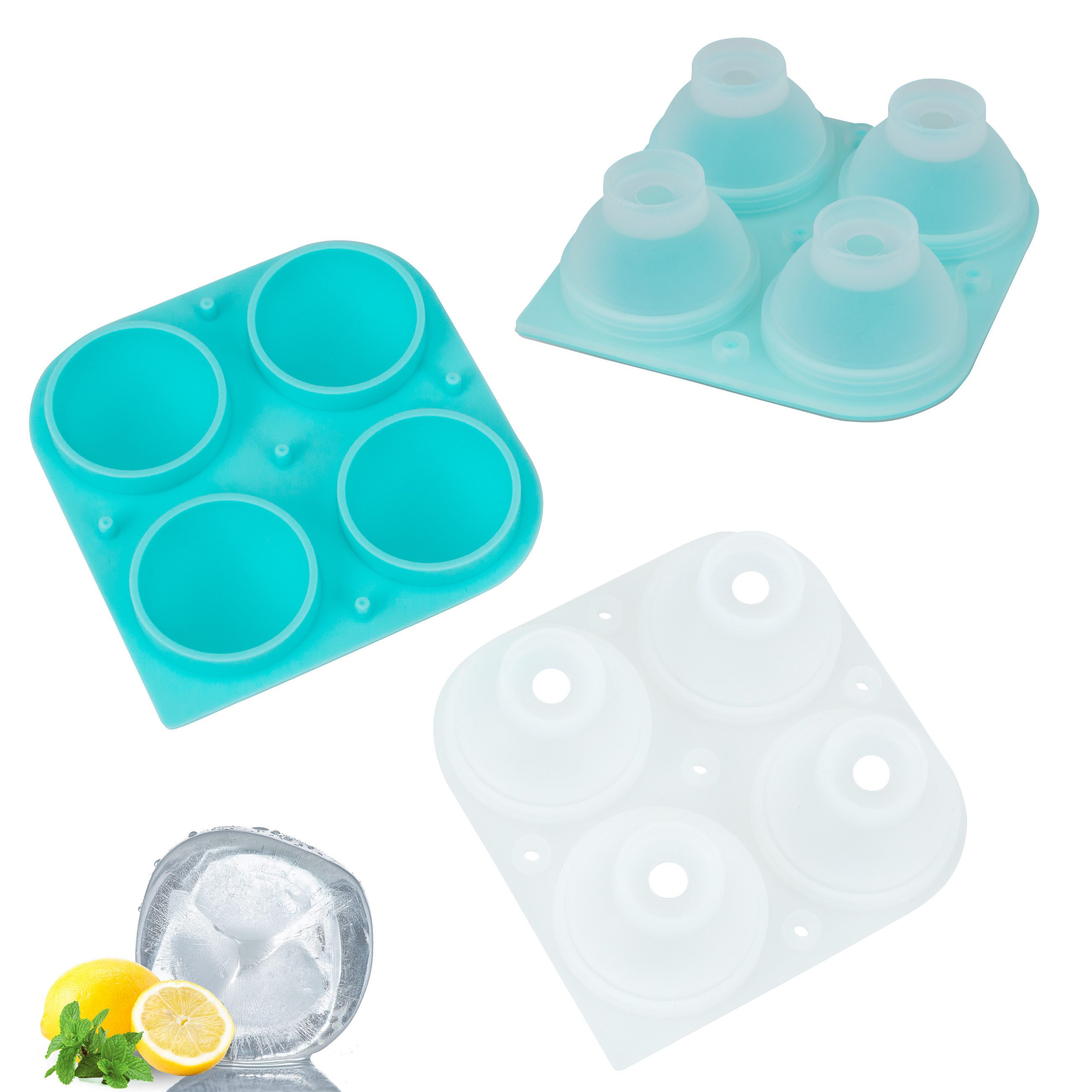 bremermann Eiswürfelform 4er Silikon-Eiskugelform, 2er-Set // 2 Stück für je 4 Eisbälle, (2-tlg)