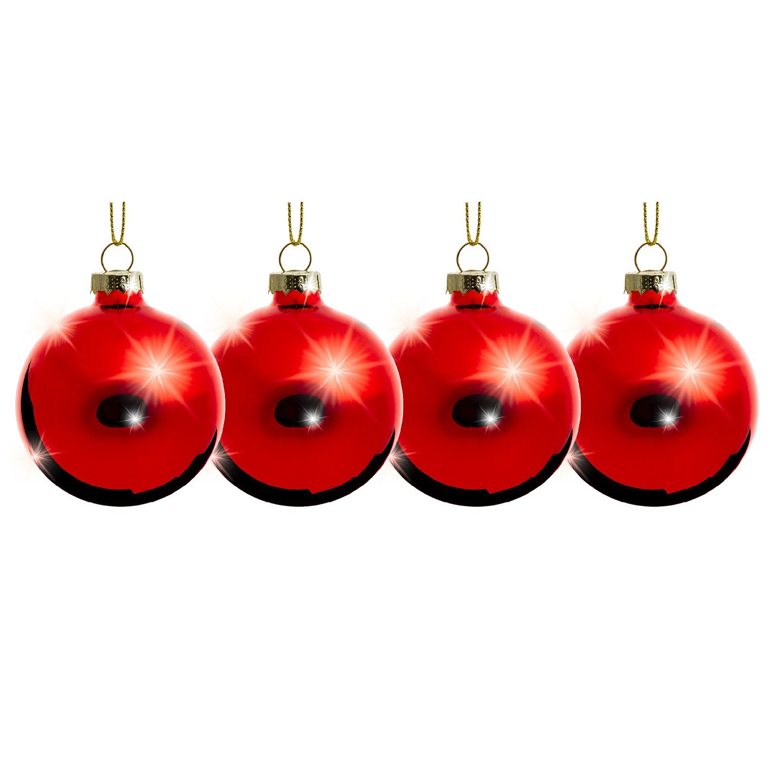 6 Christbaumschmuck - 3 aus Christbaumkugeln Glas - Farben hochglanz Rot traditionelle Essentials hochglanz Set SIKORA Größen 4er-Set 4er
