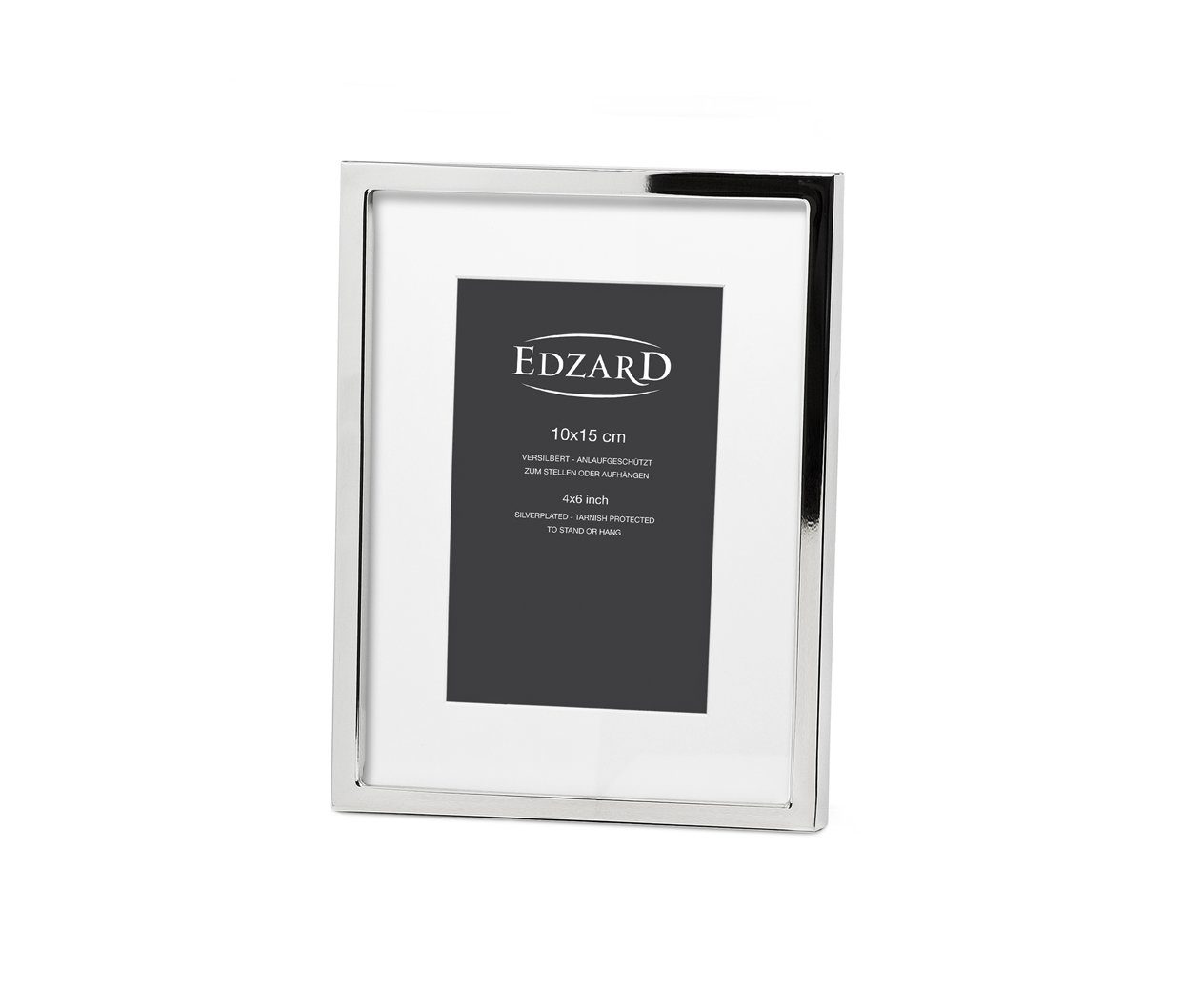 EDZARD Bilderrahmen Rivoli, versilbert und anlaufgeschützt, für 10x15 cm Foto - Fotorahmen, Rahmen für Foto zum Hinstellen und Aufhängen