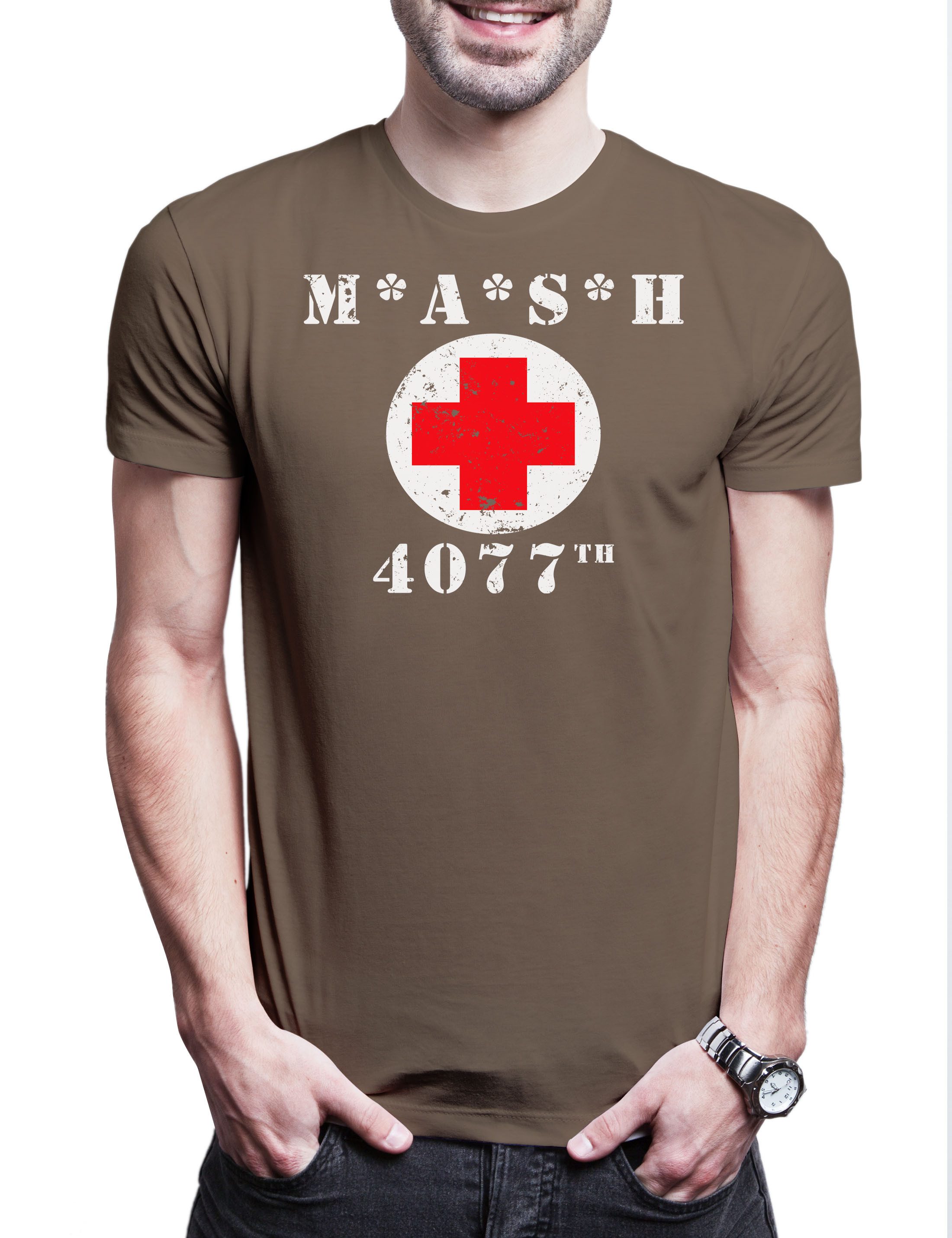 Urban Backwoods Print-Shirt MASH Logo Herren T-Shirt 4077th M.A.S.H. Army Symbol TV Doctors Series (1-tlg) Serie Larry Gelbart Mobile