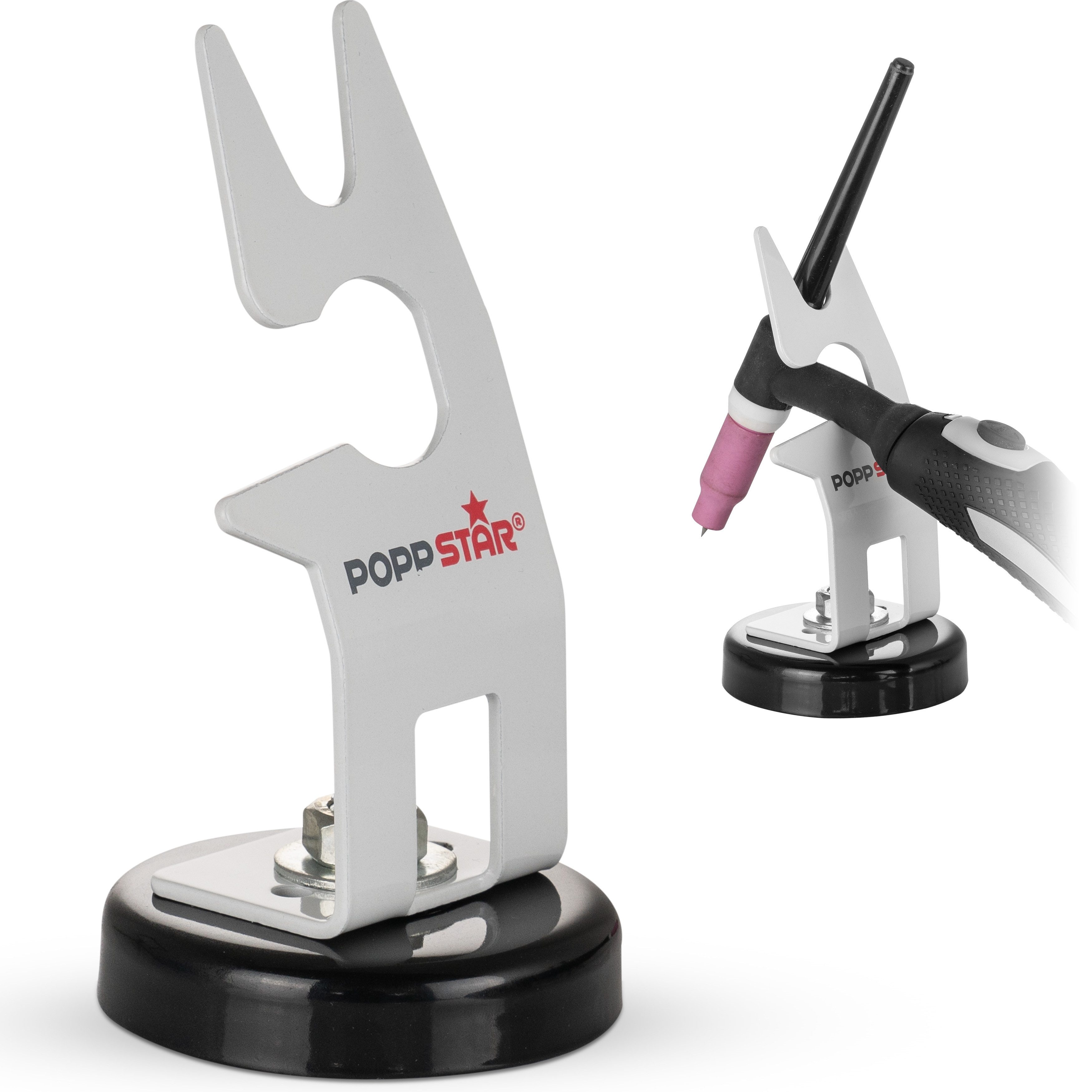 Poppstar Schweißbrennerhalter Brennerhalterung für WIG/MIG/Plasma, (mit Magnet-Standfuß zur Befestigung am Schweißtisch)
