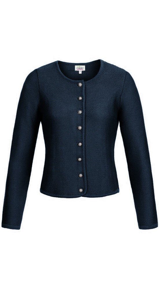 Trachtenstrickjacke Strickjacke Langarm Anni in Marine von Nübler