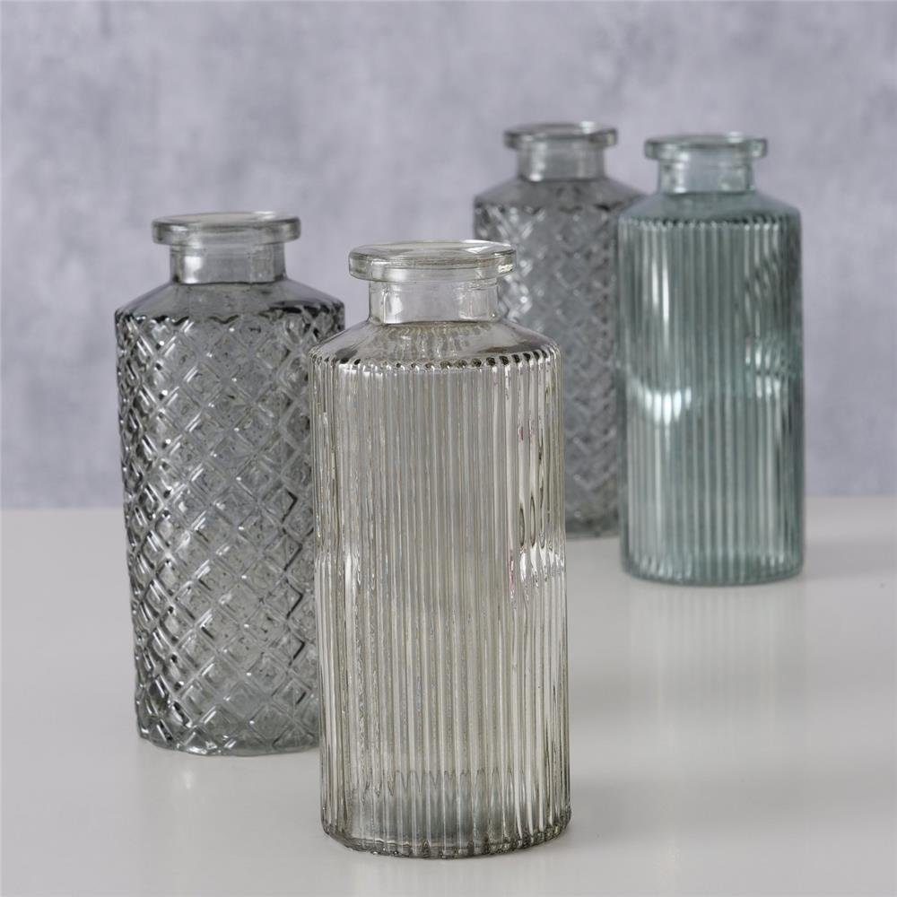 BOLTZE Tischvase grau Panja aus 14 Vase Glas Grün/Hellgrün, cm, Höhe Durchmesser ca. Set), 6 cm, (4er