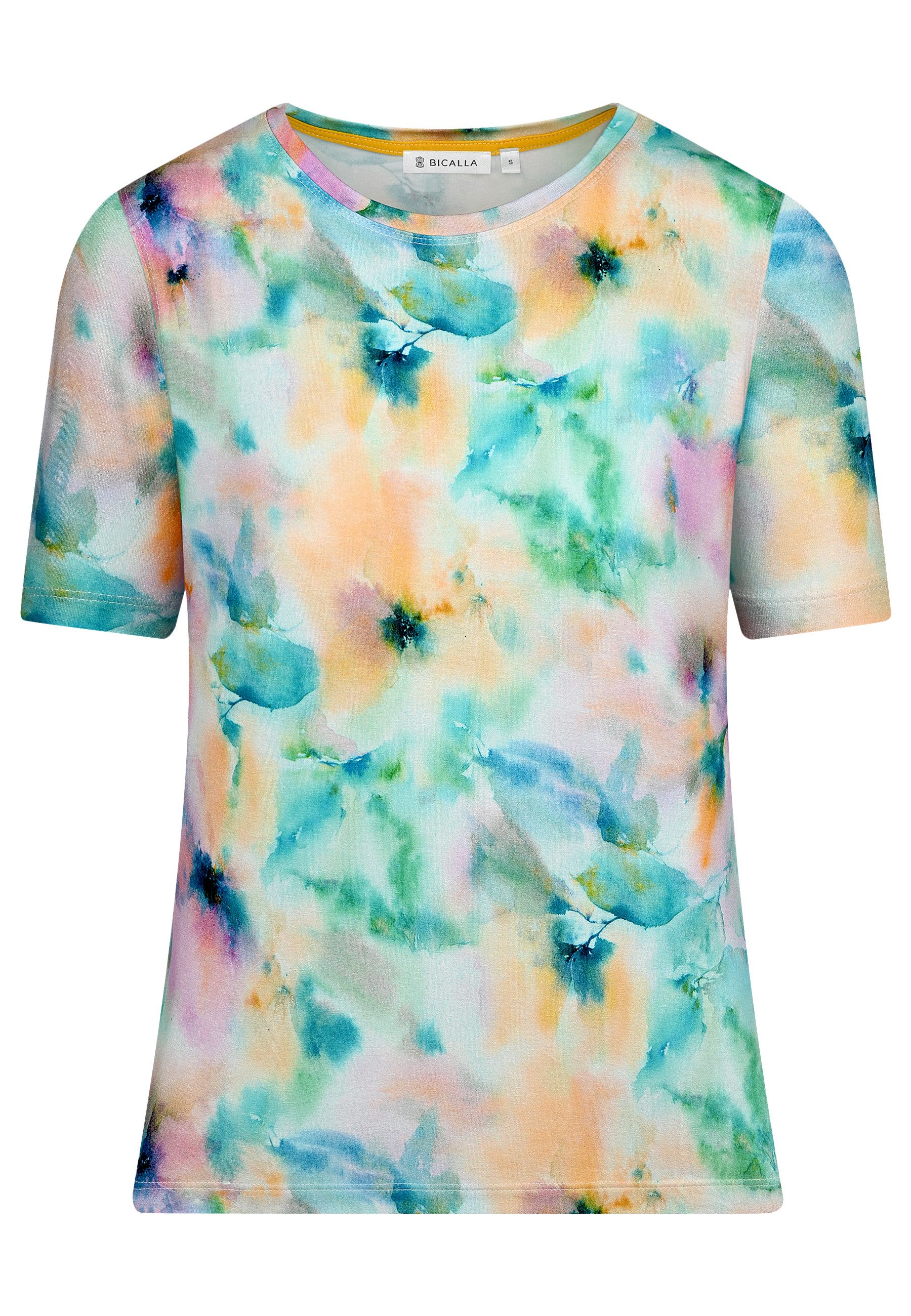 BICALLA T-Shirt Shirt Aqua Flowers - 12/green-bluish (1-tlg)