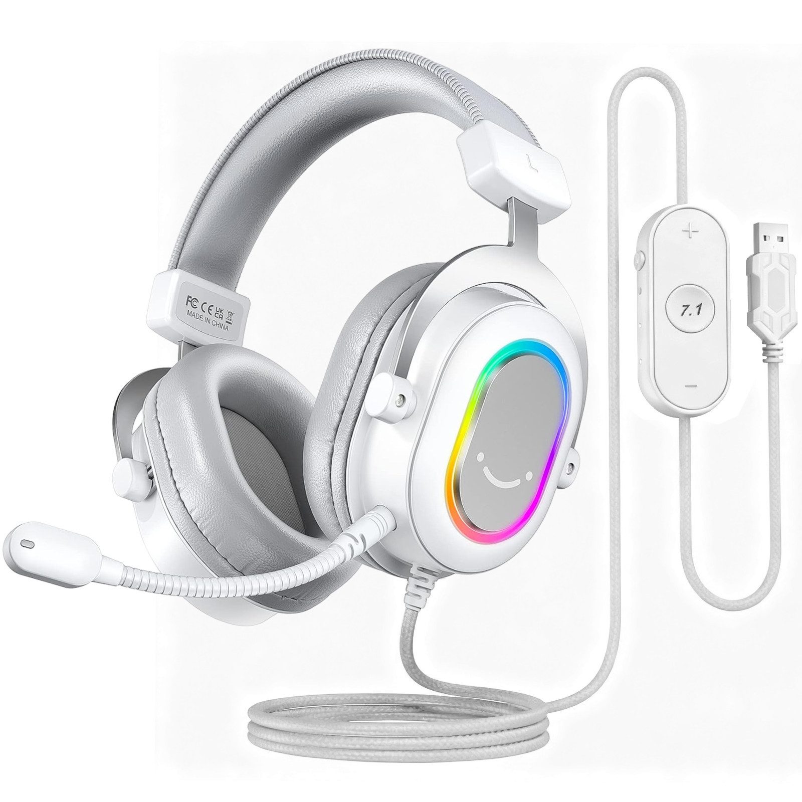 FIFINE Mikrofon Headset Gaming PC PS4 PS5 mit Mikrofon Over-Ear Kopfhörer mit Kabel, RGB-Design, 3 Sound-Modi, Surround-Sound und Ohrpolster