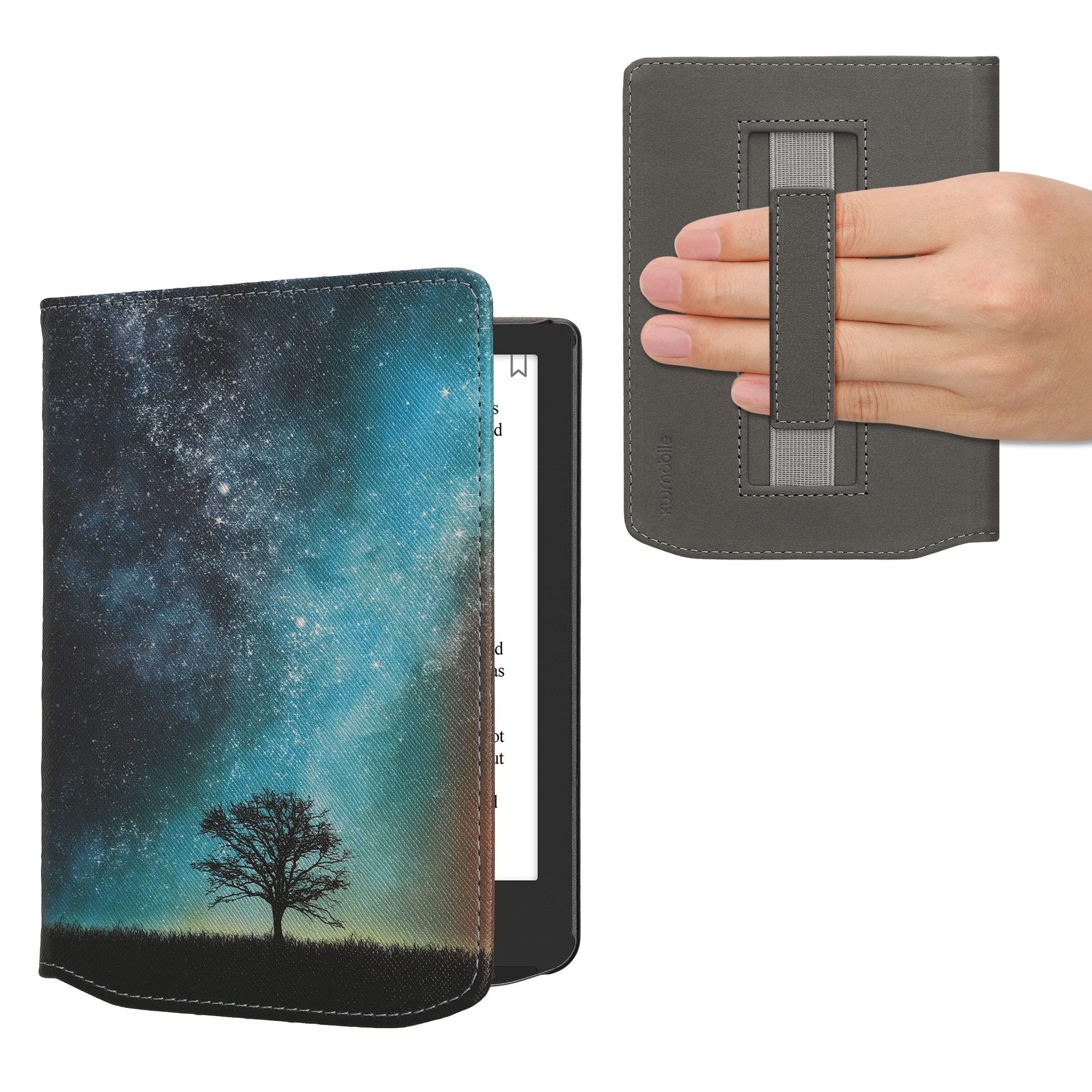 kwmobile E-Reader-Hülle Schutzhülle für Pocketbook Verse / Verse Lite / Verse Pro / Color, eReader Flip Case mit Handschlaufe und Auto Sleep Funktion