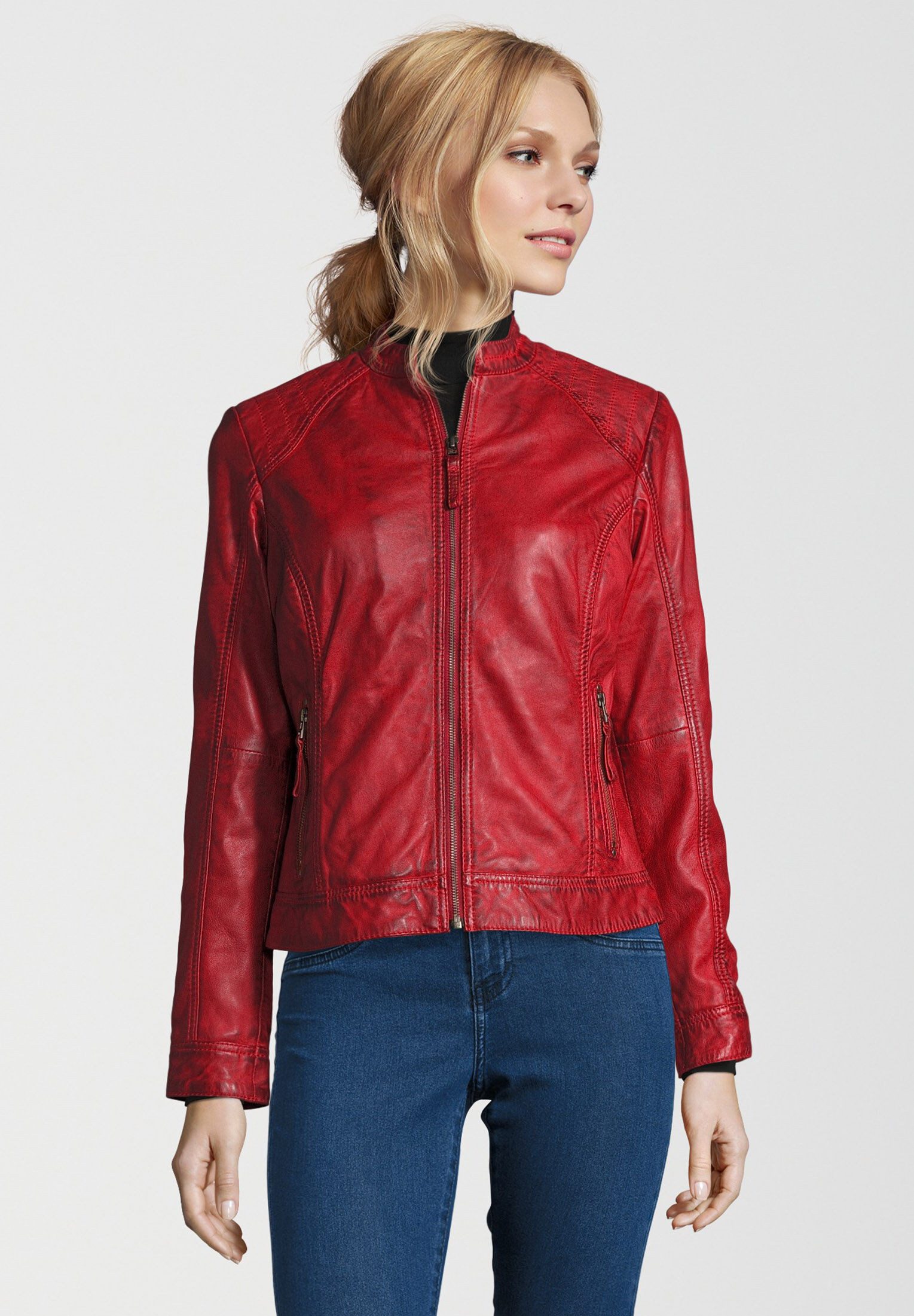 H.I.S Lederjacke SALENA (1-St) mit Stickereien im Schulterbereich