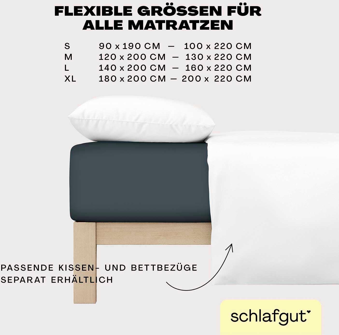 Schlafgut Spannbettlaken EASY JERSEY ELASTHAN Bettlaken, 170 g/m², 95% Baumwolle, 5% Elasthan, Jersey, Gummizug: rundum, (1 Stück), Spannbettlaken bis 30 cm Höh – Bild 3 von 5