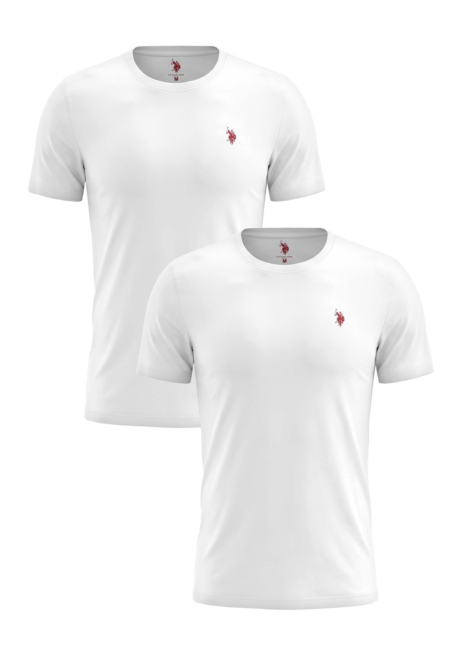U.S. Polo Assn. T-Shirt USZaane Herren 2er Pack – Baumwolle Rundhals Basic Klassische Basic Shirts mit weichem Tragegefühl