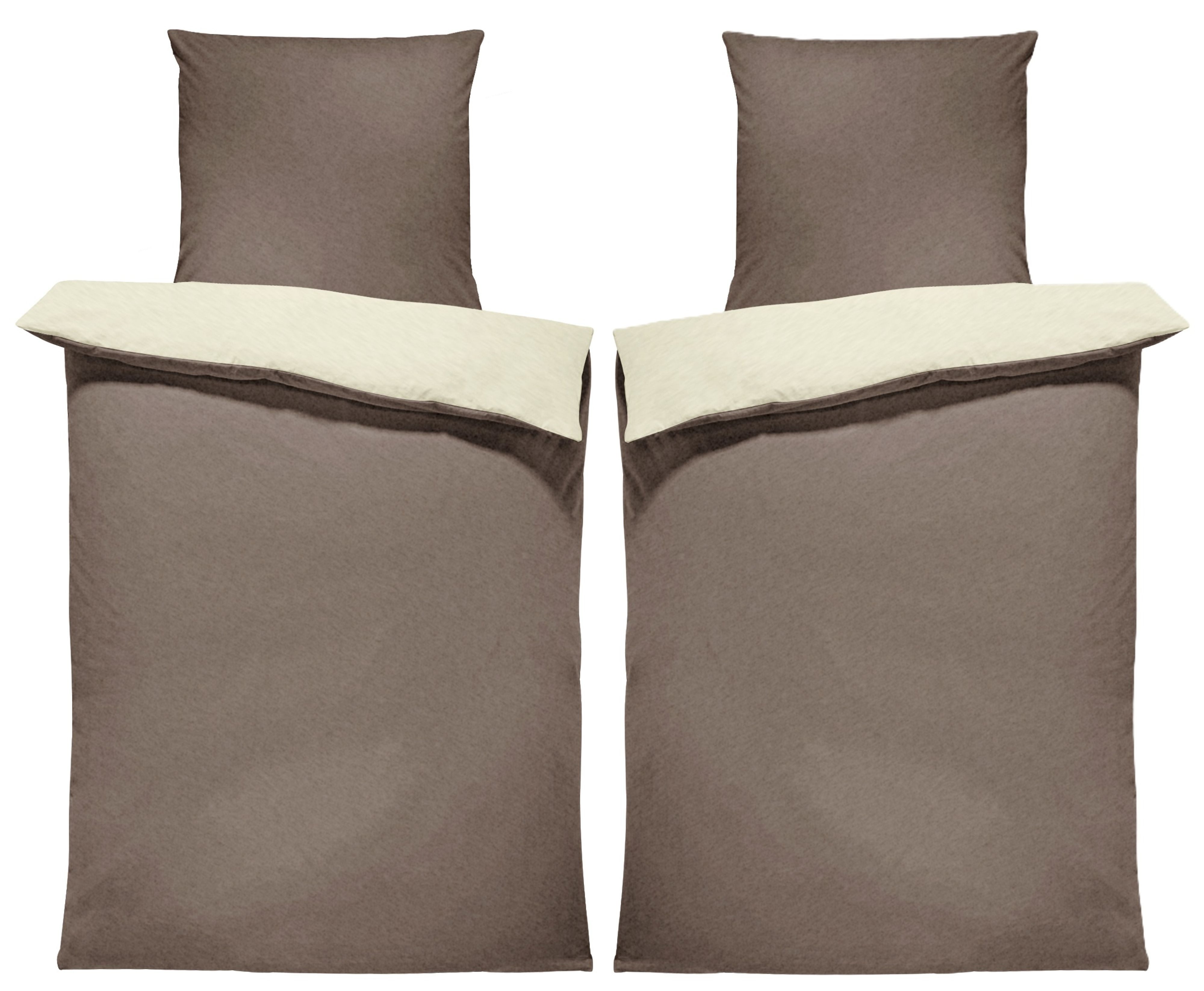 One Home Bettwäsche Doubleface Unifarben, Fleece, 4 teilig, Wende modern, kuschelig flauschig warm weich Winter Normalgröße