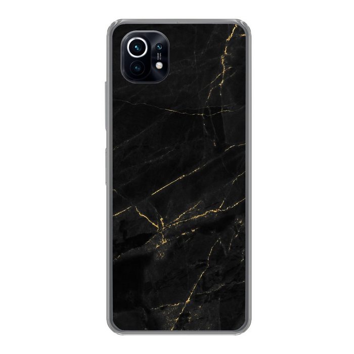 MuchoWow Handyhülle Marmor - Schwarz - Gold - Chic - Marmoroptik - Design Phone Case Handyhülle Xiaomi Mi 11 Silikon Schutzhülle