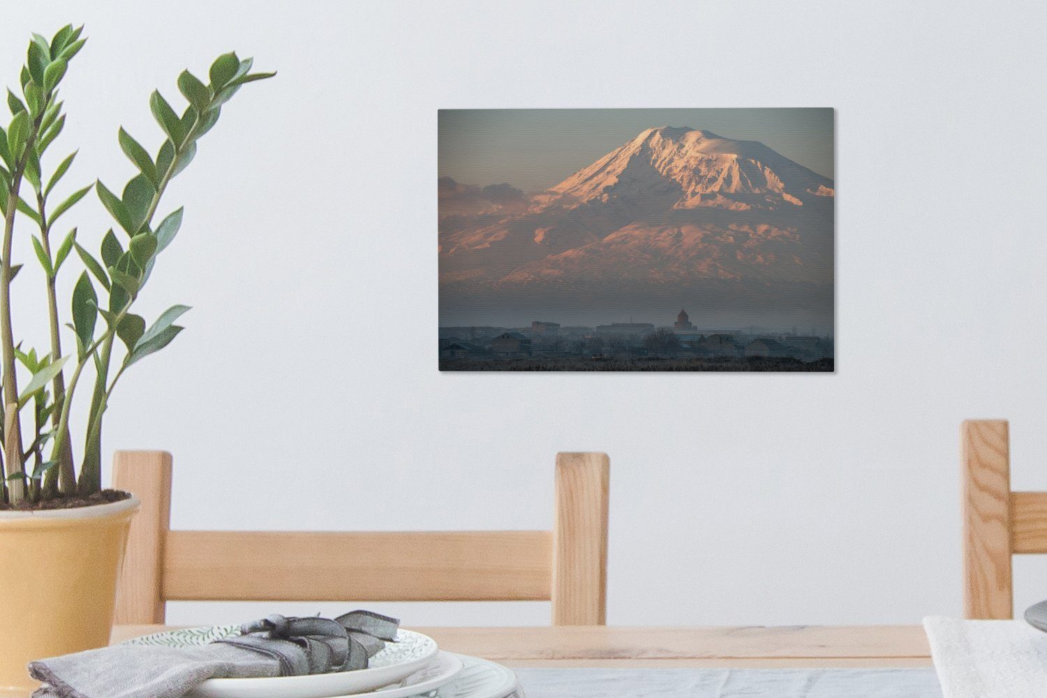 OneMillionCanvasses® Leinwandbild Der Berg Ararat in Leinwandbilder, cm Wandbild Wanddeko, vor Aufhängefertig, 30x20 (1 Sonnenaufgang Türkei, der St)