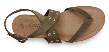 LASCANA Zehentrenner Sandale mit Nieten und Korkfußbett