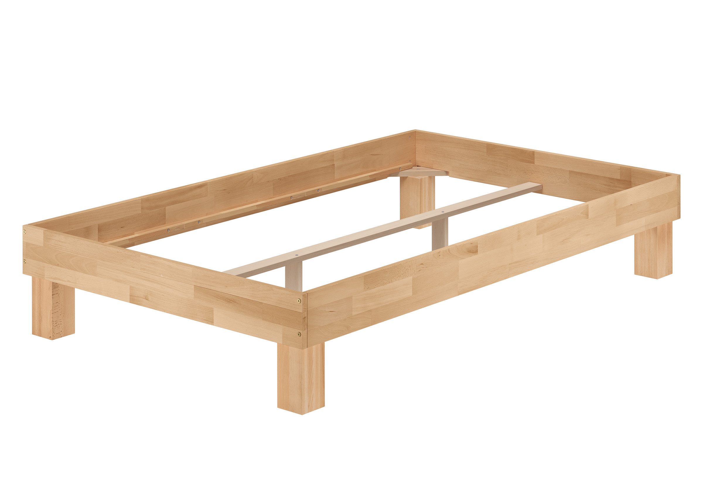 ERST-HOLZ Bettgestell Überlanges Massivholzbett Holzbett Echtholzbett Buche geölt, Buche geölt