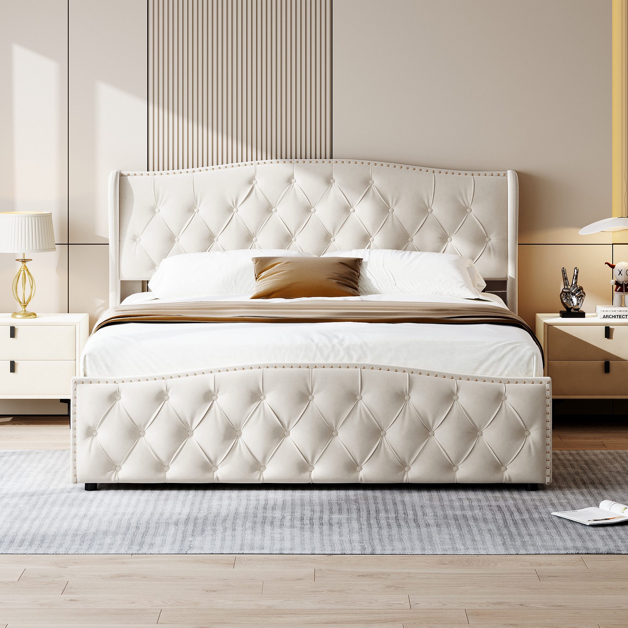 FUROKOY Stauraumbett Polsterbett Doppelbett mit hydraulischem günstig online kaufen