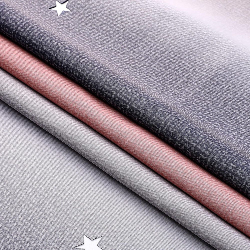 TUWENA Verdunkelungsvorhang Verdunkelungsvorhänge, Glänzend Sterne Vorhänge Farbverlauf 2er Set, Sterne Pattern Mix Weiß Voile Vorhänge mit Ösen Schlafzimmer Ga – Bild 4 von 5