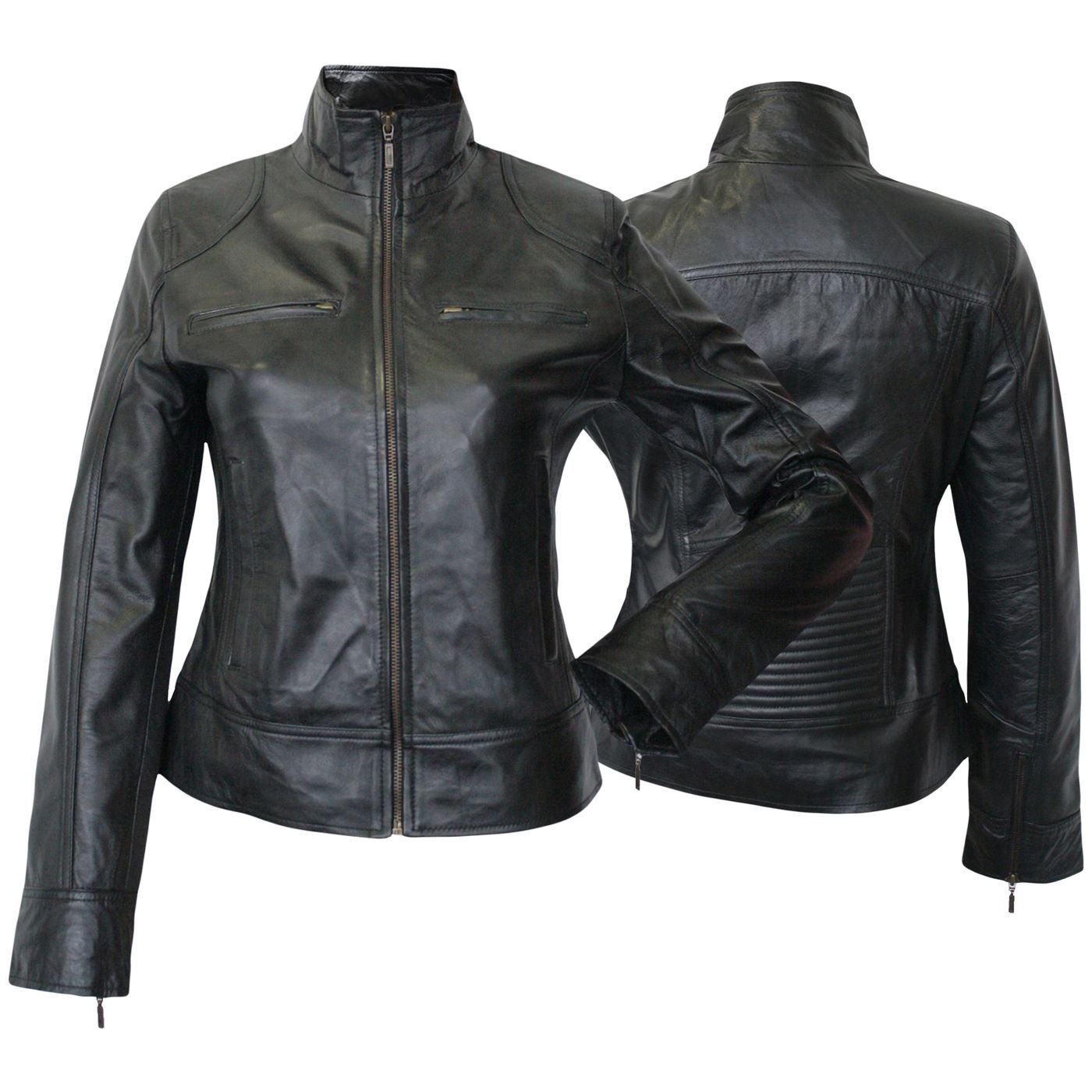 German Wear Lederjacke Trend 408J schwarz Damen Lederjacke Jacke aus Lamm Nappa Leder schwarz