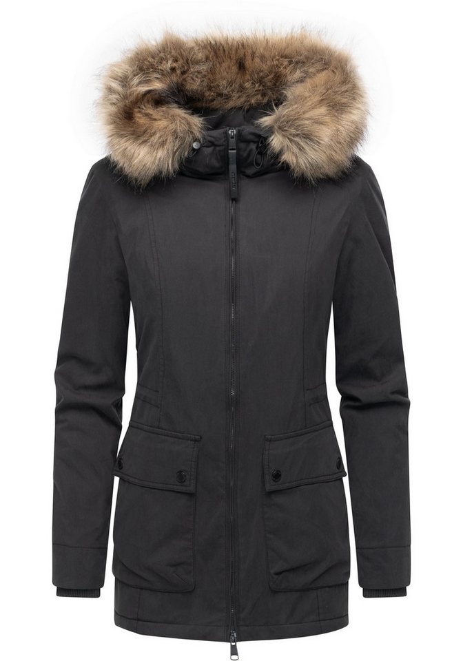 Ragwear Kurzmantel Monadetta Warm Kurzer Wintermantel mit Kunstfellbesatz