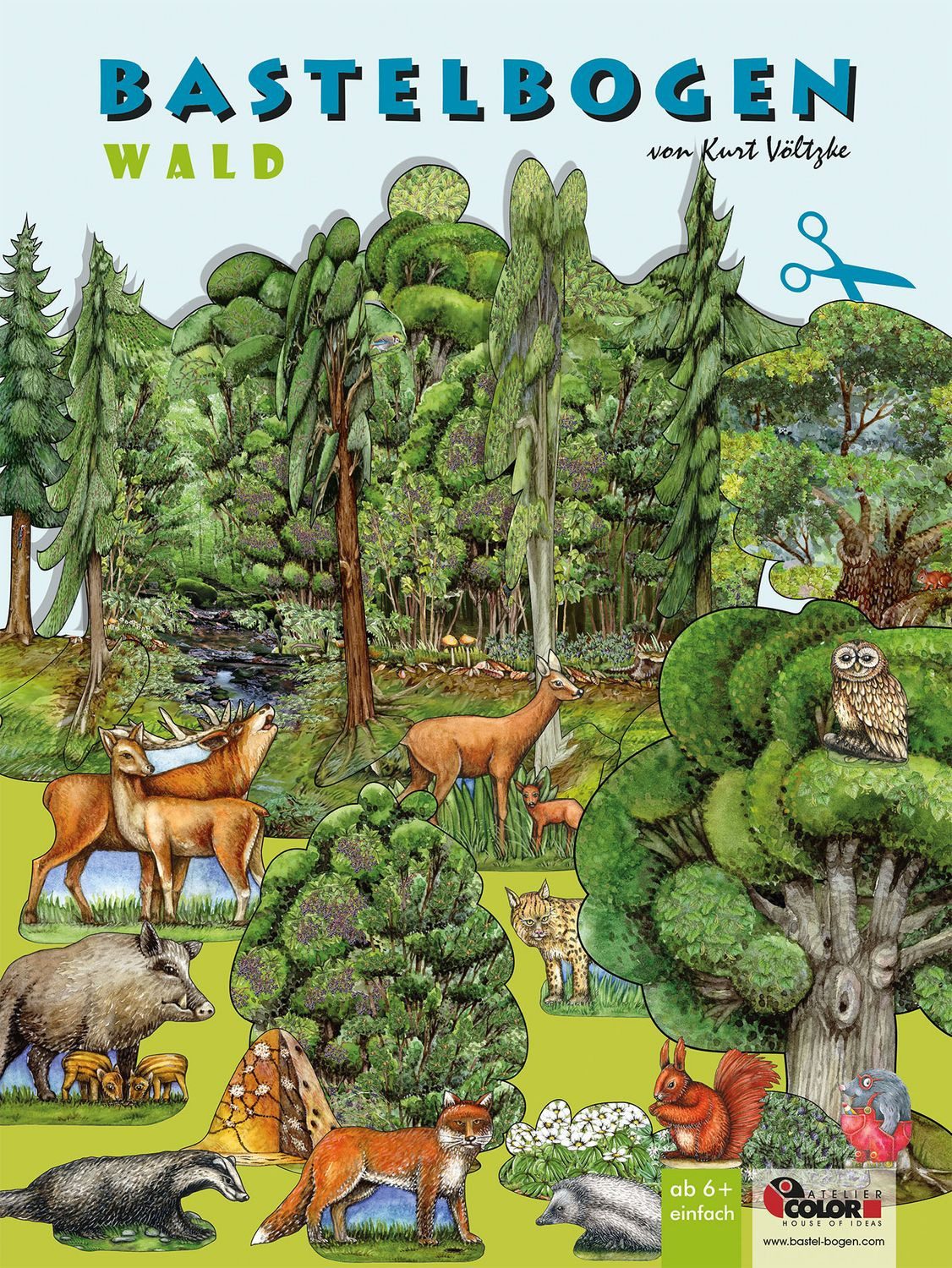Wald basteln aus Papier Bastelbogen Bäume & Tiere Ausschneidebogen Bas / diverse, Bastelset Waldtiere für Kinder in der Grundschule Lehrmittel Wald, X