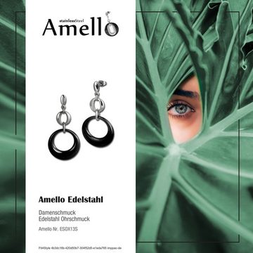 Amello Paar Ohrhänger Amello Ohrringe Edelstahl Keramik (Ohrhänger), Damen Ohrhänger Round Edelstahl (Stainless Steel), in silberfarben, sc