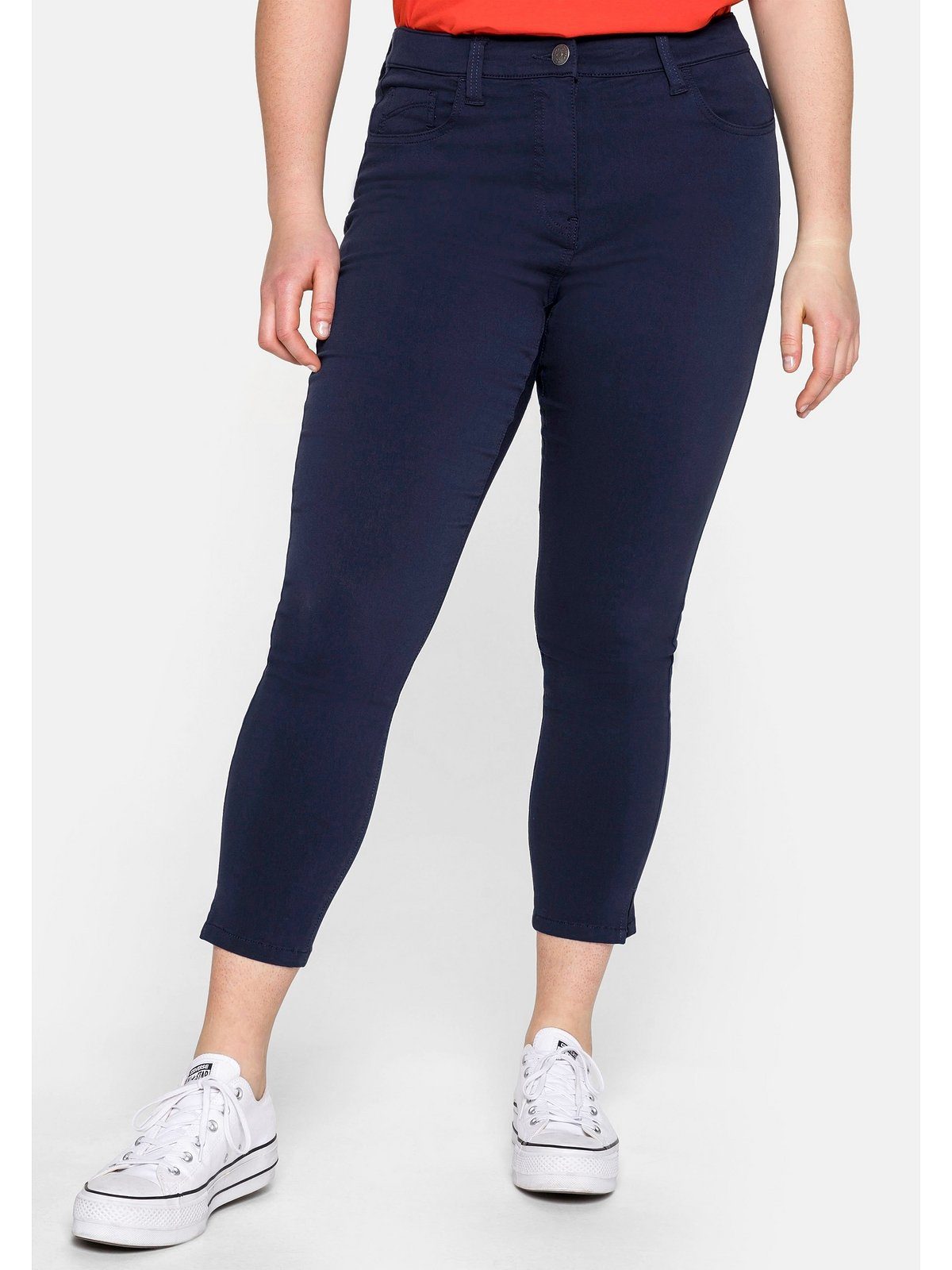 Sheego Power-Stretch-Qualität marine Ankle-Länge, Stretch-Hose Größen aus Große in