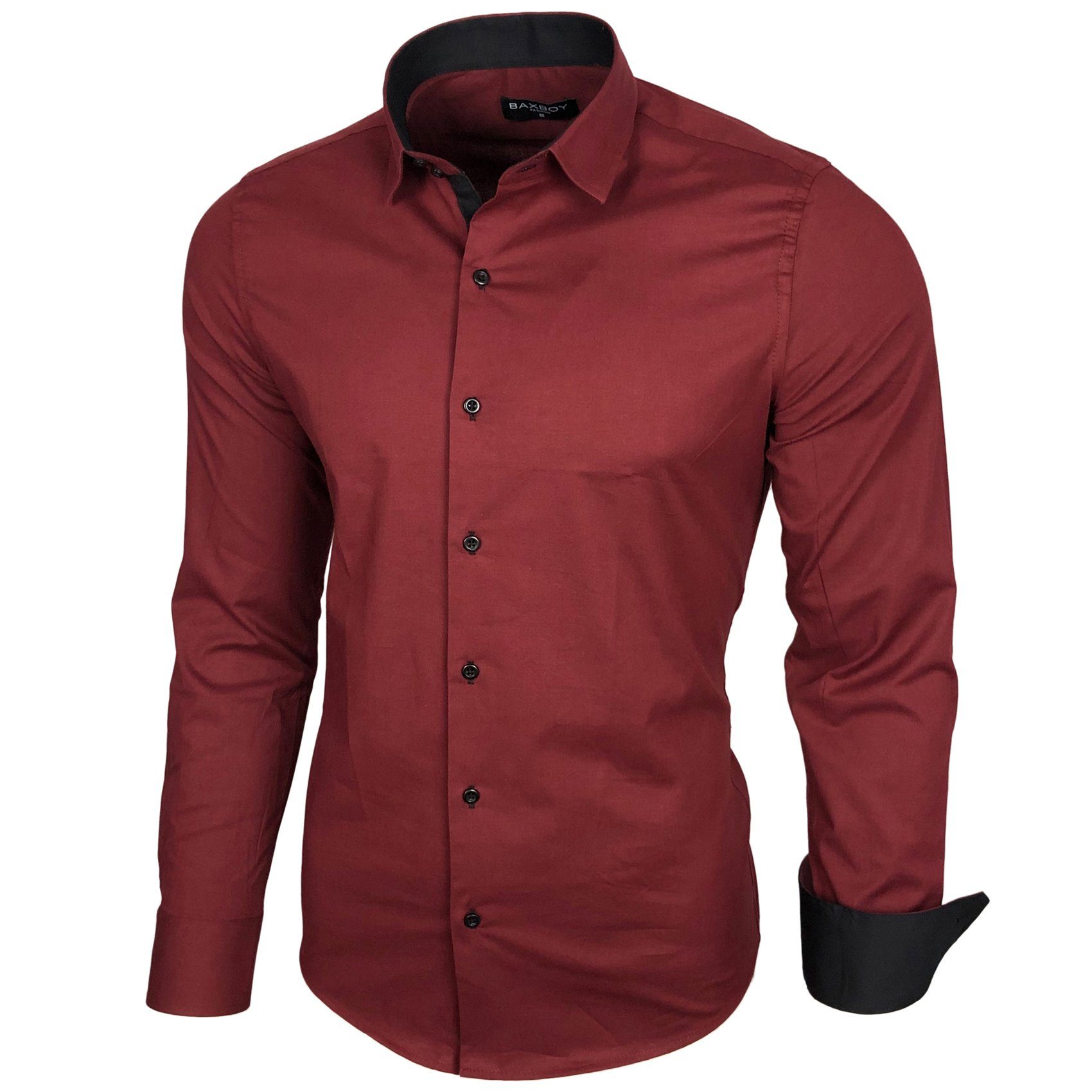 Baxboy Langarmhemd Baxboy Herren Kontrast Hemden Business Freizeit modernes Hemd B-500