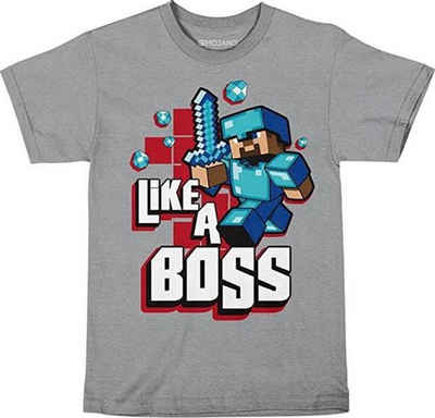 Minecraft Print-Shirt »MINECRAFT T-SHIRT Hellgrau LIKE A BOSS - Erwachsene + Jugendliche Gr. M L XL«