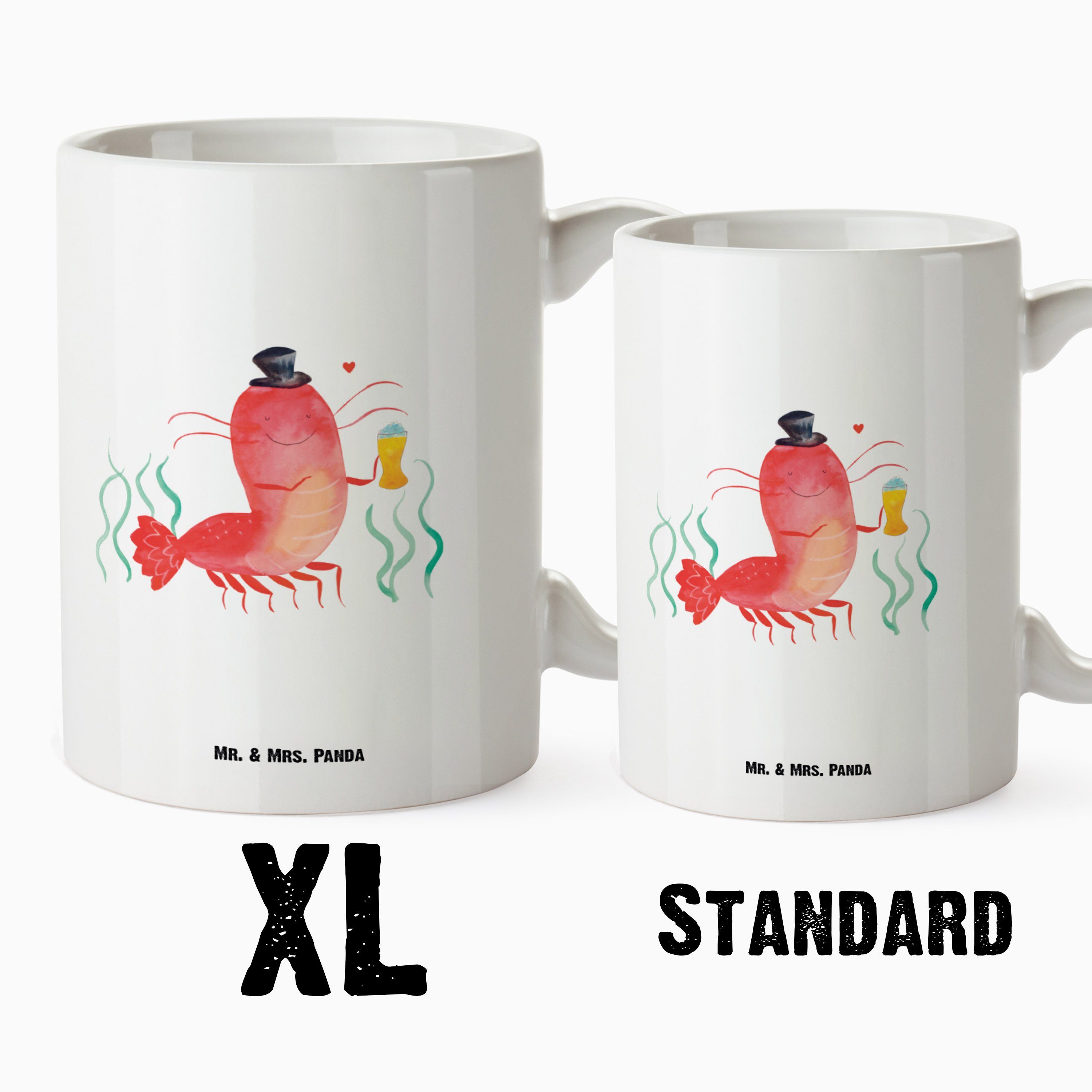 Weizen XL Mrs. Geschenk, - XL Mr. Tasse, Keramik Panda Kneipe, Weiß & mit Garnelen, Hummer - Urla, Tasse Tasse