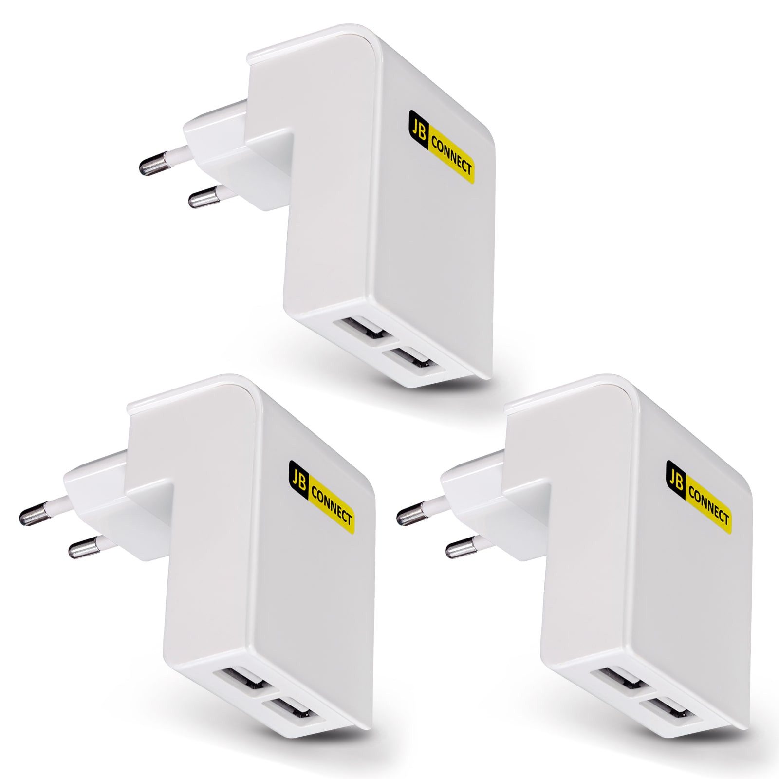 EAXUS 2-Port USB-Ladegerät (2100 mA, 10,5 W, 3-tlg., Universal, Winkelstecker)