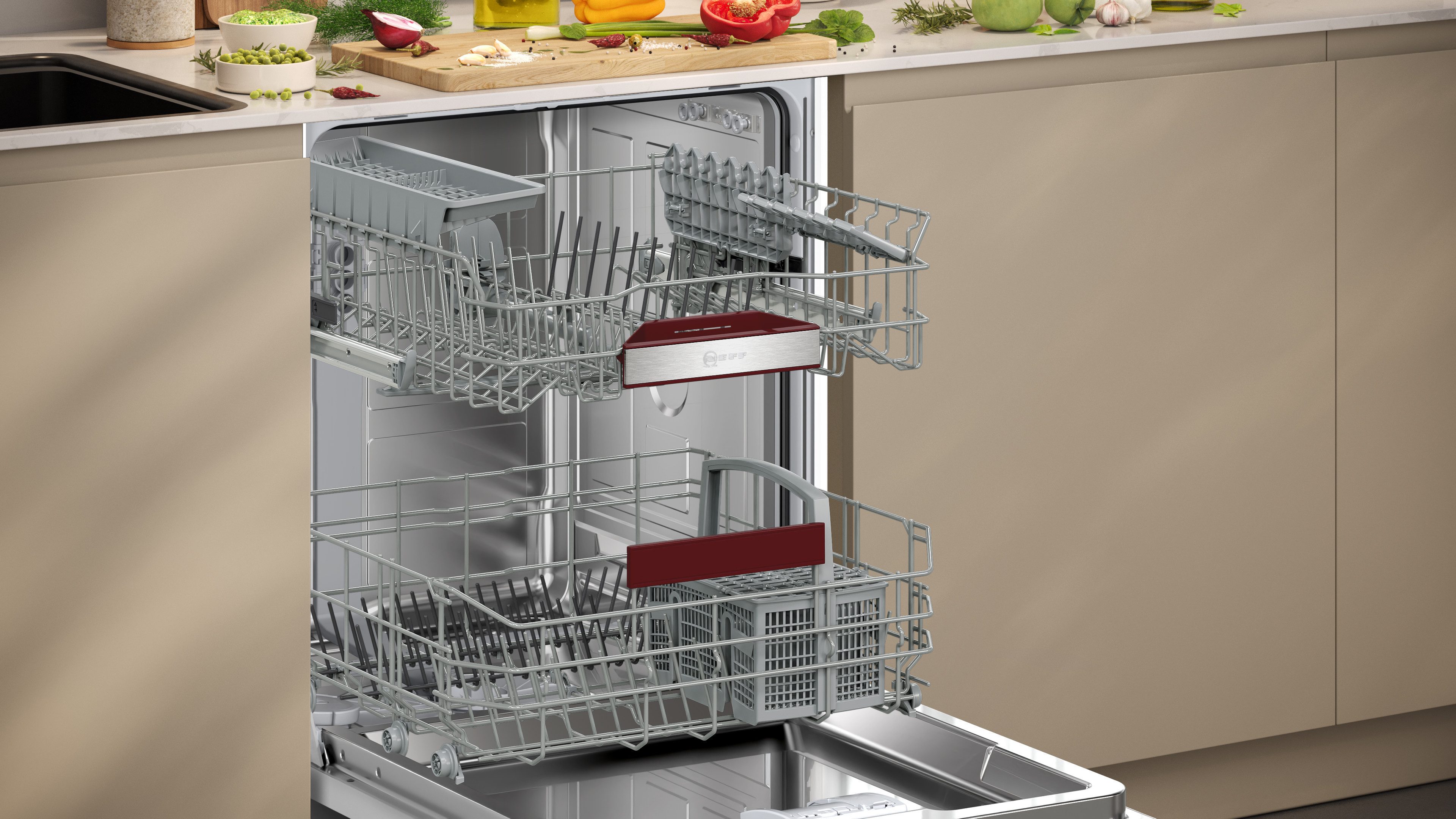 NEFF Unterbaugeschirrspüler S125EBS16E, 13 Maßgedecke, Automatische Türöffnung für Effizienz, flexible Körbe