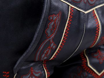 Almbock Trachtenlederhose Damen Lederhose Eva (2-tlg) schwarz mit roten Stickereien