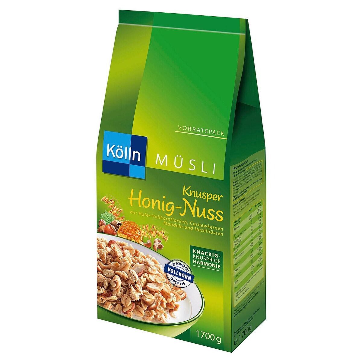 Kölln Cerealien Knusper Honig-Nuss, 1700 g, Vollkorn-Getreidemüsli