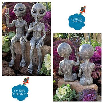HYTIREBY Gartenfigur Alien Dekoration,Alien Statue Garten,Lustige Gartendeko Figuren, (2 St), Deko Figuren für Schlafzimmer Wohnzimmer Terrasse Balkon Hof Rasen