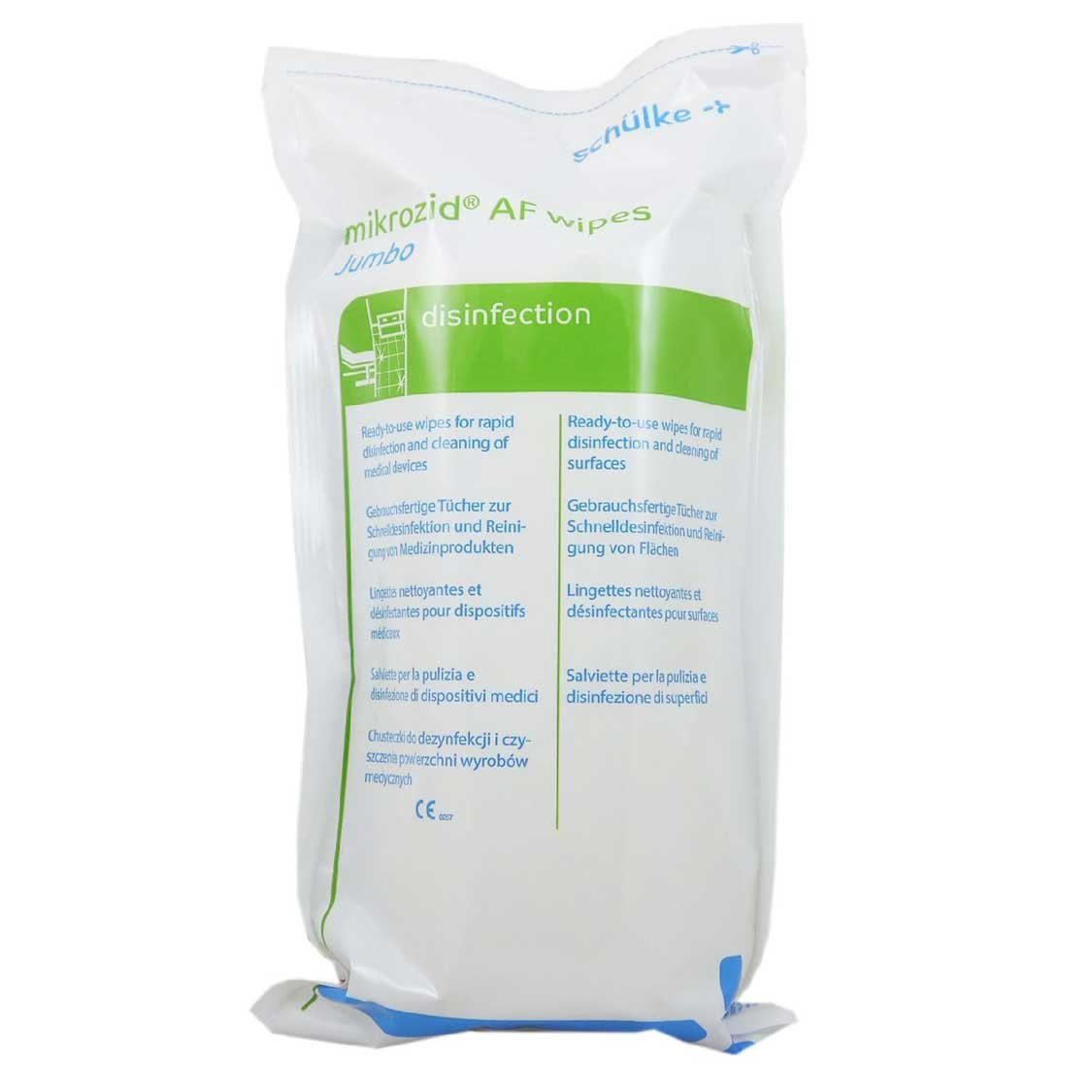 SCHÜLKE & MAYR GmbH Schülke Mikrozid AF Wipes Jumbo 220 Tücher Nachfüllpack Oberflächen-Desinfektionsmittel (Einzelartikel, [200-St. 1 Packung mit 200 Tüchern rückstandsfrei, Schnelldesinfektion)