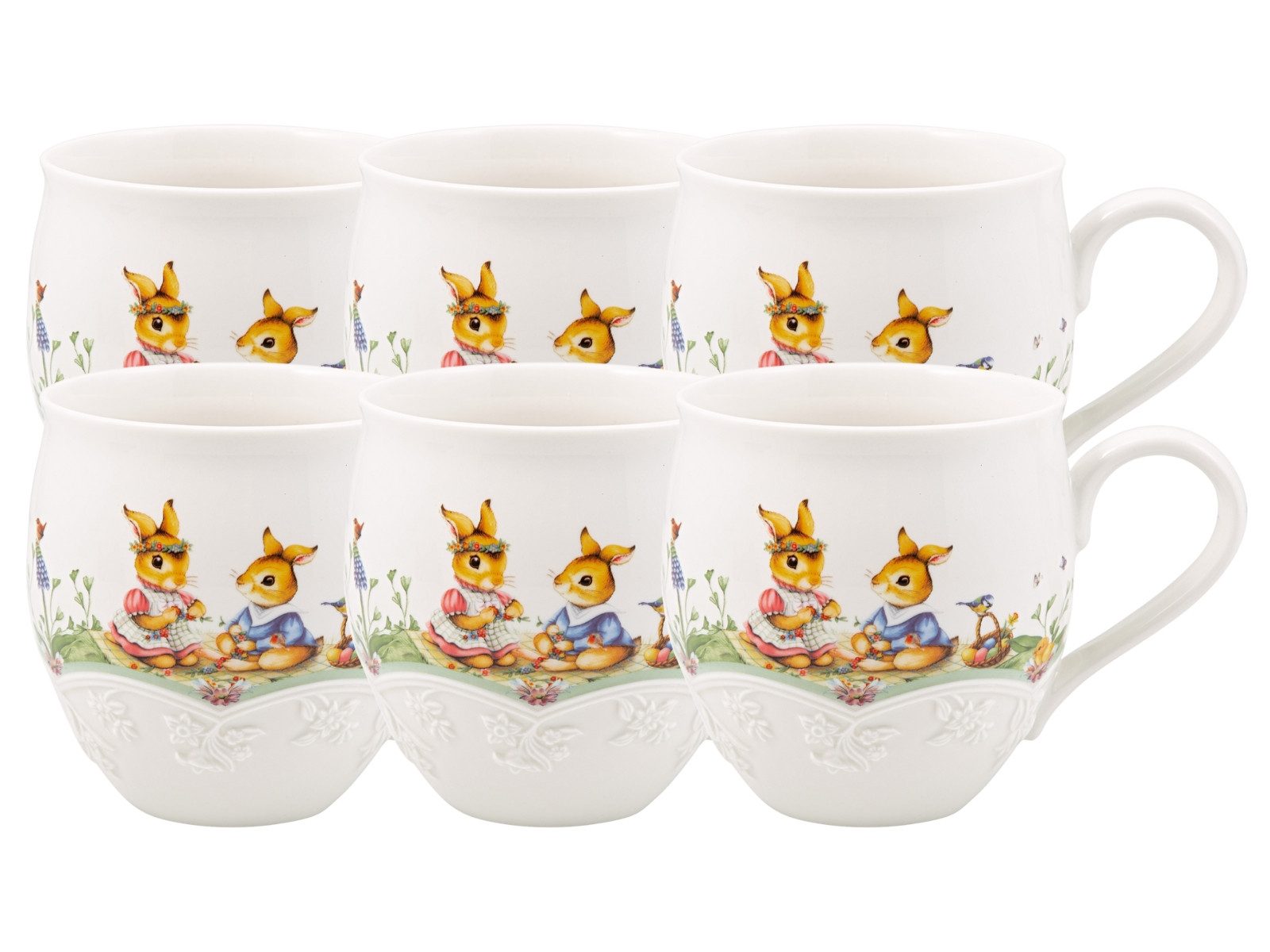 Villeroy & Boch Becher Spring Fantasy Becher mit Henkel Blumenwiese 0,5l Set6, Premium Porcelain