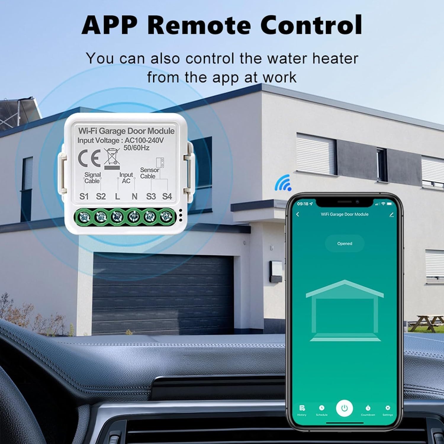 Athlix Garagentor-Empfänger WiFi Garagentor Öffner mit APP Smart Relais Schalter Modul, für Garage, 1 Schaltkontakte, Zuverlässiger Automatikbetrieb, Einfache WLAN-Kopplung