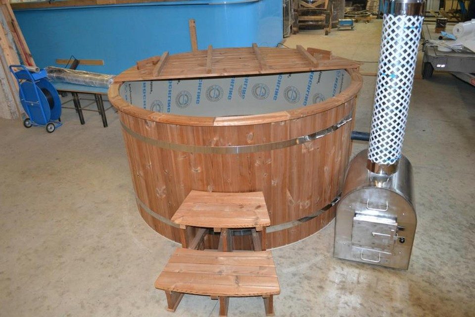 Xlmoebel Badebottich XLMOEBEL Wellnesspool aus Holz mit Polyäthylen-Auskleidung, Made in Europa