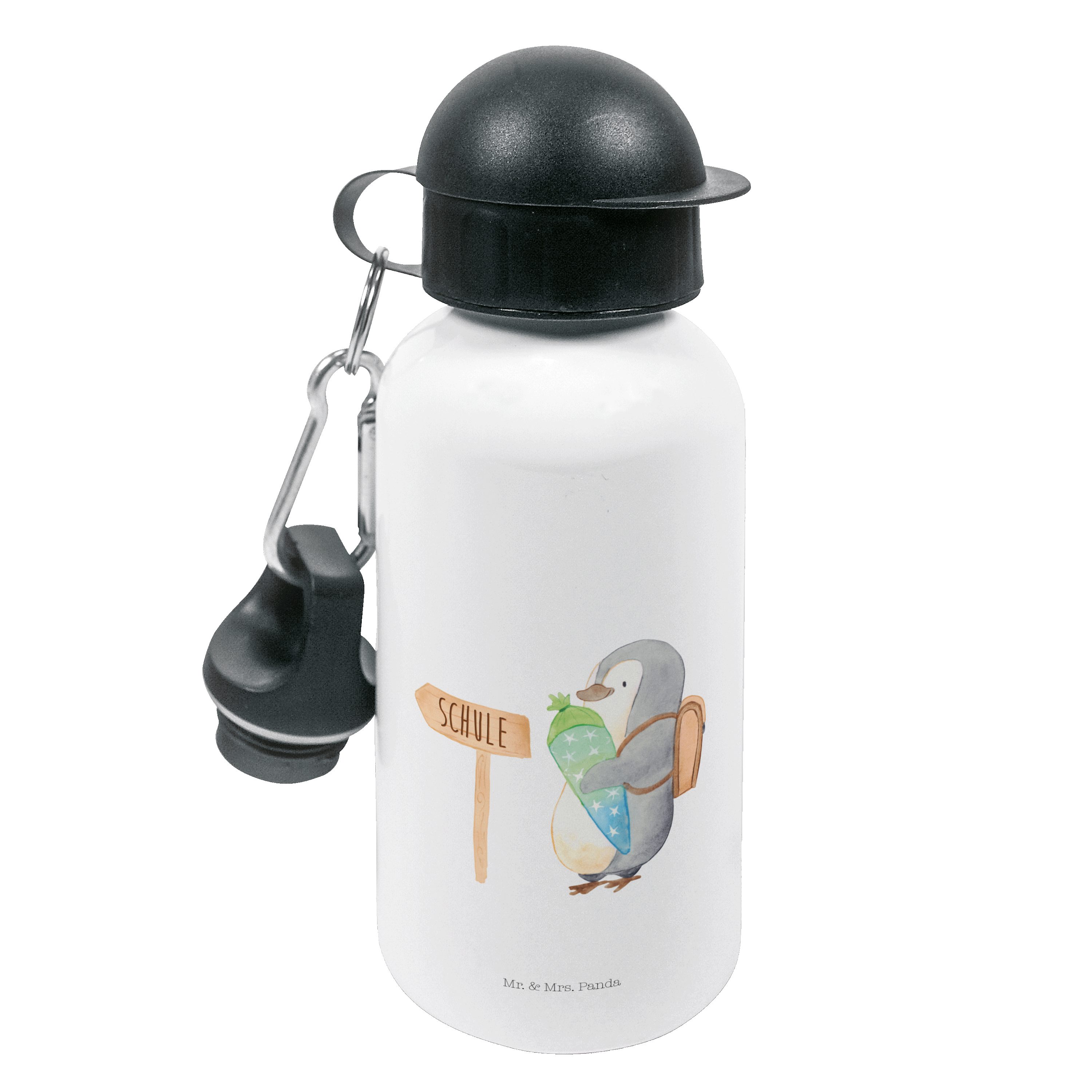 Mr. & Mrs. Panda Trinkflasche Pinguin Schultüte - Weiß - Geschenk, Kindertrinkflasche, Mädchen, Tri