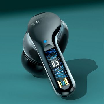 DOPWii Kabelloses Bluetooth 5.3 In-Ear-Headset, Mikrofon-Headset Bluetooth-Kopfhörer (mit Geräuschunterdrückung, IP7 wasserdicht, Touch Control, Schwarz)